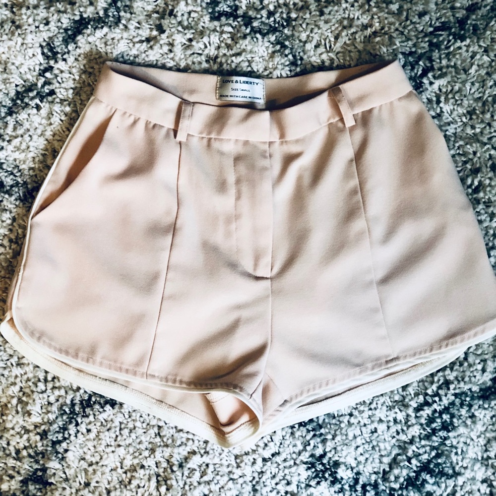 Pink and White High Waisted Shorts